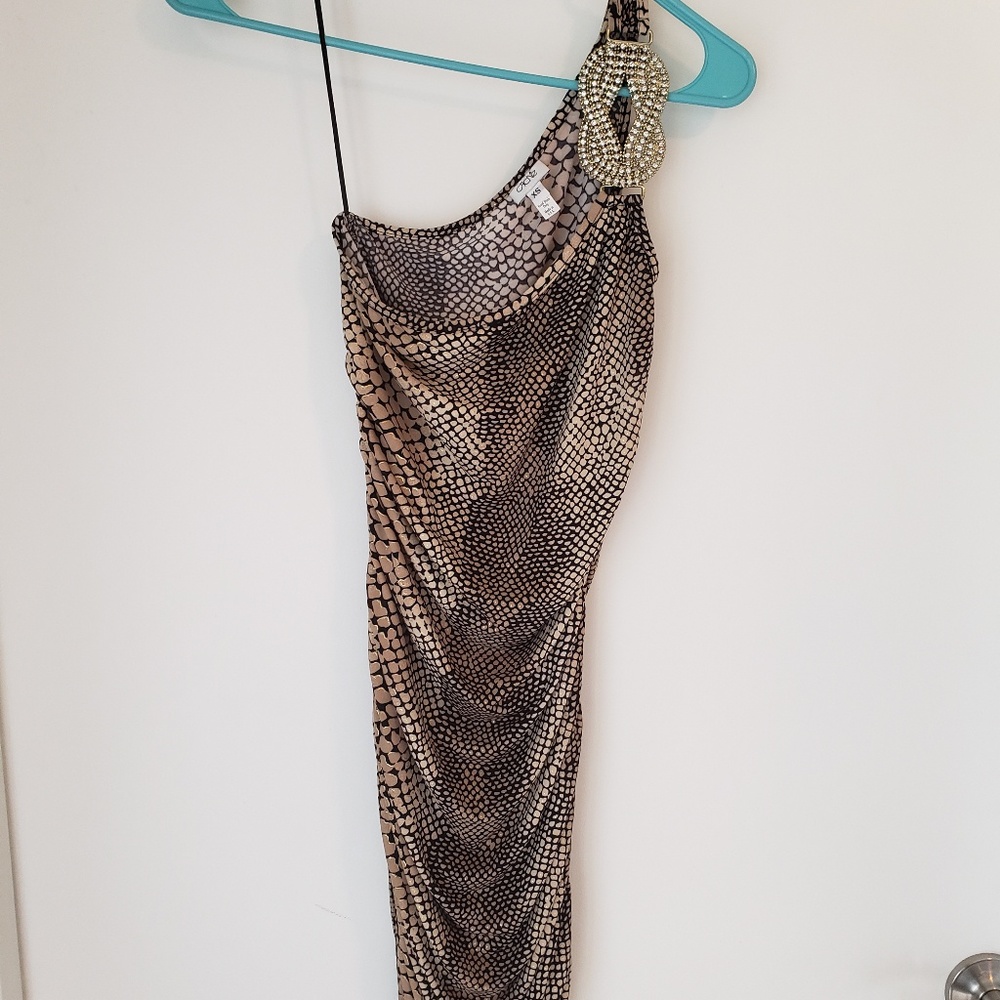 Cache party dressone shoulder snake print